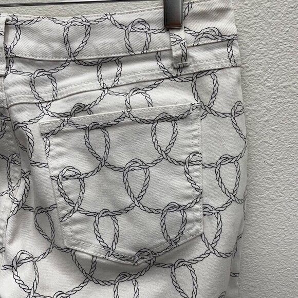 CAbi #761 Nautical Rope Print Bootlet Denim Cropped Pants Size 6 - Picture 12 of 12